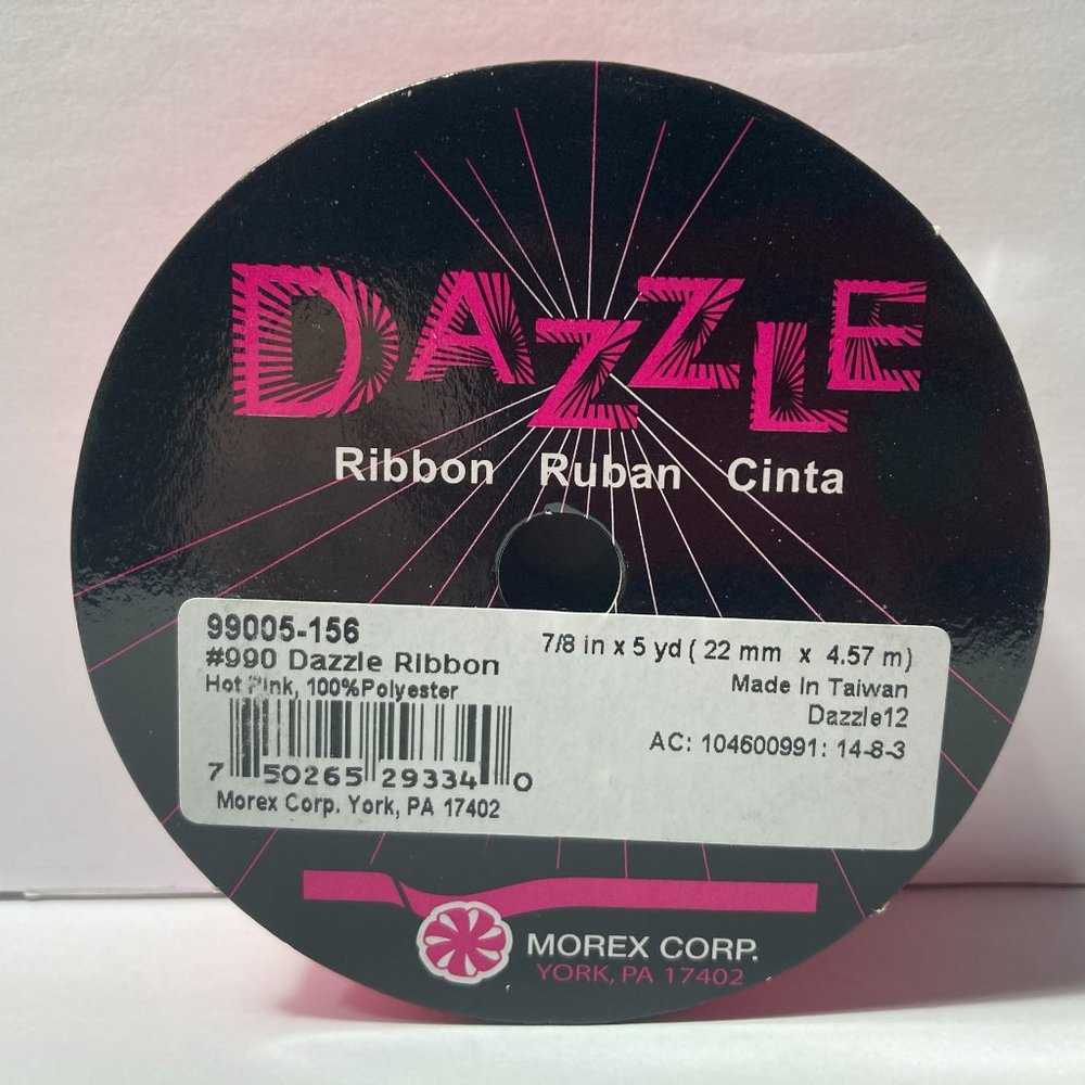 10 Rolls Pink Ribbed Glitter Ribbon 7/8" - Picture 12 of 15